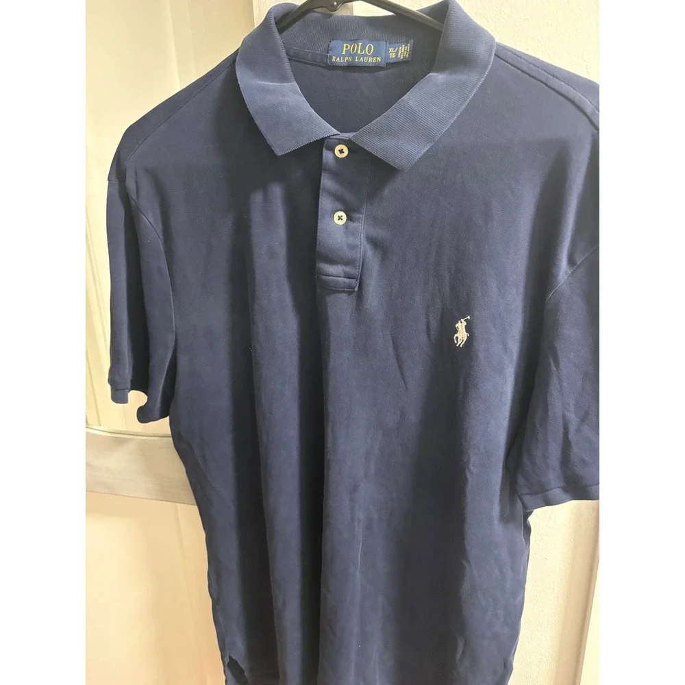 Polo Ralph Lauren Mens XL Navy Blue Short Sleeve Cotton Jersey Polo Shirt Logo
